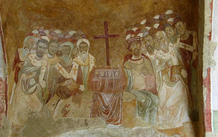 1.21. Η Α΄ Οικουμενική Σύνοδος Νωπογραφία, βυζαντινός ναός Αγίου Νικολάου, Μύρα Λυκίας